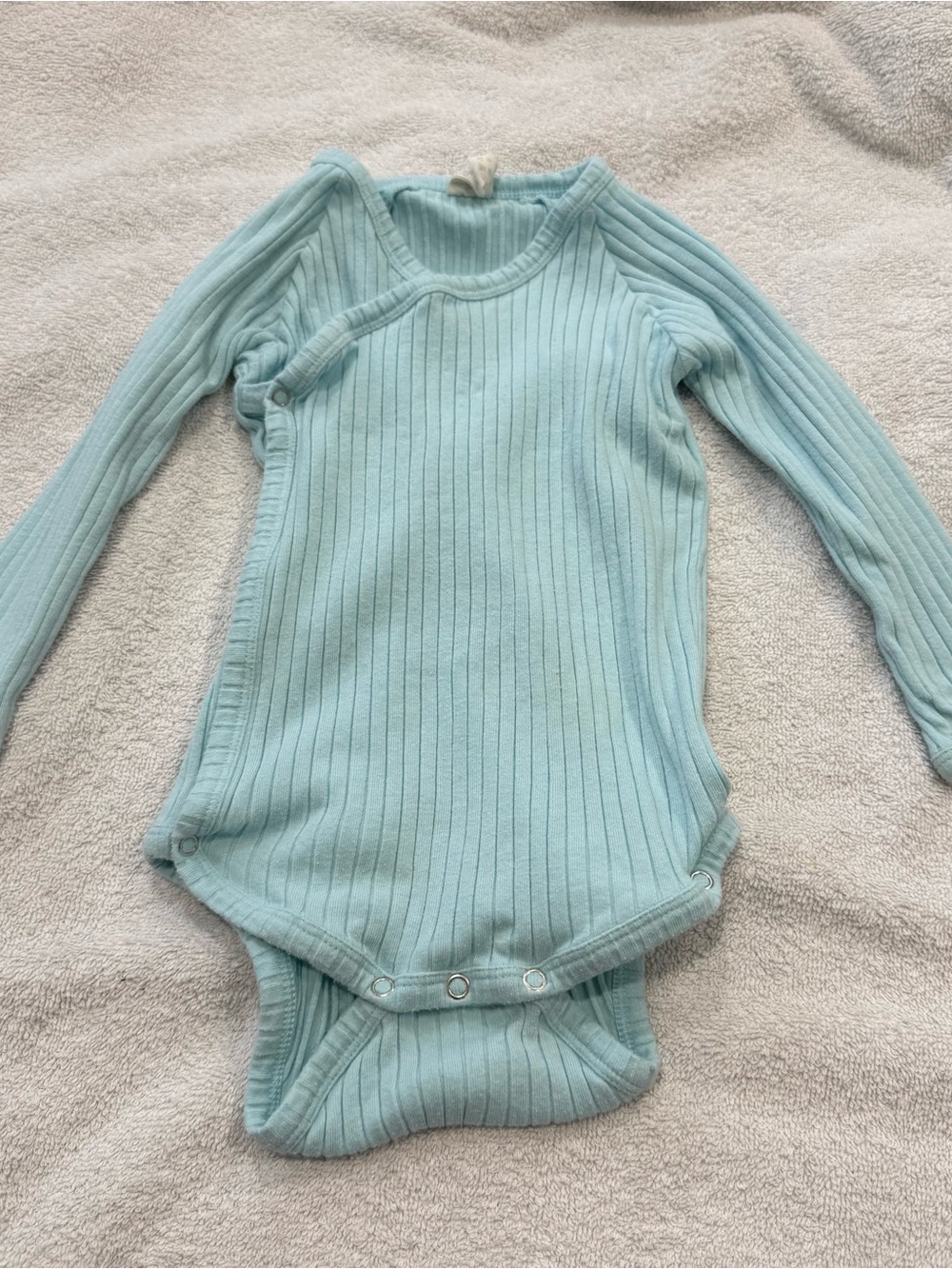 kate quinn Ribbed Long-Sleeve Bodysuit Light Blue 100% Organic Cotton 18-24m